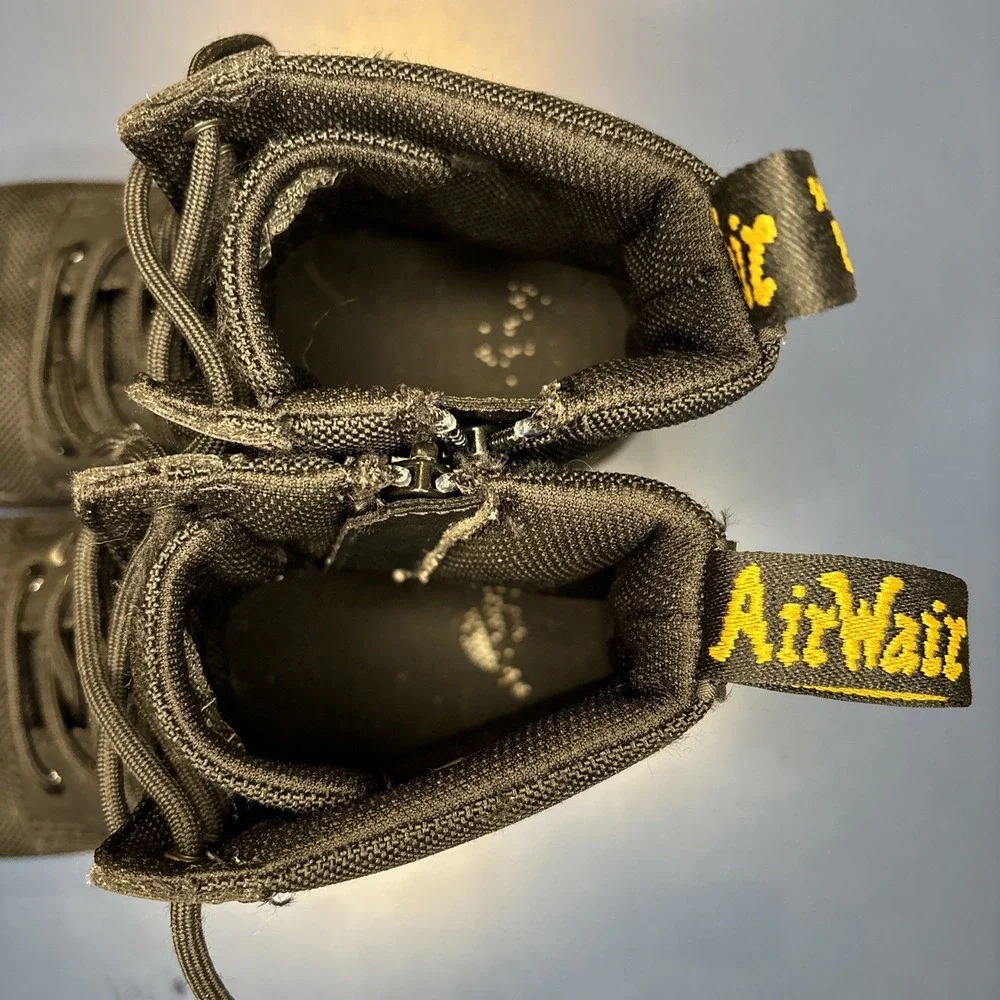 Doc Dr‎ Martens Boots Combat Lace Up Black Canvas Zip Youth Kids Size 3 Combs J
